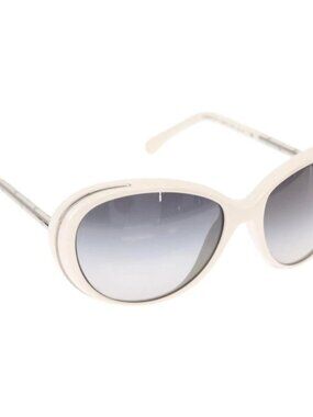 CHANEL Sunglasses plastic White CC Auth BA9081